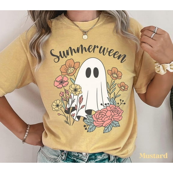 Halloween Summer Shirt, Floral Ghost Shirt, Summerween, Halloween Tshirts, Spooky Season, Halloween Outfits Women, Flower Tee