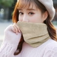 thumbnail image 4 of Loritta 2Pcs Women's Winter Knitted Fleece Scarves Set Classic Solid Style Thickened Warm Neck Warmer Black & Khaki, 4 of 6