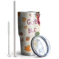 thumbnail image 2 of 30oz Happy Thanksgiving Turkey Fall Leaves Tumblers Stainless Steel Tumbler with Lid and Straw,Vacuum Insulated Double Wall Travel Tumbler Cups Mug with Cleaning Brush for Coffee,Tea, 2 of 7