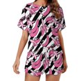 thumbnail image 1 of NICKSUN Ensemble de Pyjama d'Été 2 Pcs pour Femmes, Vêtements de Nuit Doux et Confortables avec Short de Détente, Rayé Bananes Roses, S, 1 of 8