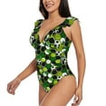 thumbnail image 3 of Goofa Soccer1 Print Women's Ruffled One Piece Swimsuit V Neck, 3 of 7
