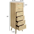 thumbnail image 6 of Finnhomy Rattan Tall Dresser with 6 Drawers, Natural, 6 of 7