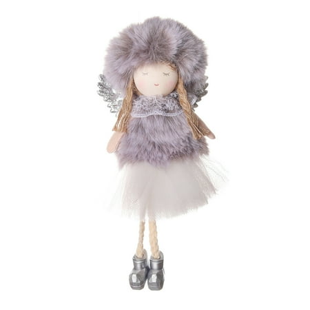 

MGStore Christmas Doll Charm with Round Hat Gauze Skirt Dress Up Cute Plush Toys Holiday Decoration Xmas Tree Angel Doll Hanging Ornament New Year Gifts