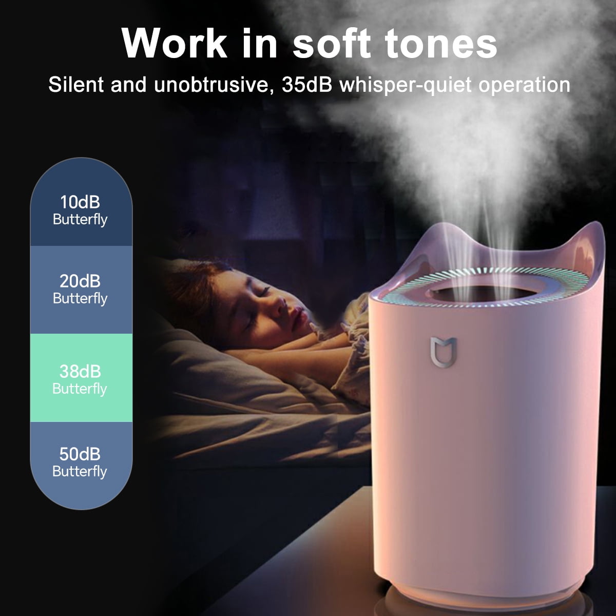 RAPOBRIX 3L Cool Mist Ultrasonic Humidifier - Top Fill with Colorful Cat LED Light