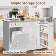 thumbnail image 2 of DreamCurship 52" Kitchen Island with Storage, Rolling Kitchen Cart Island with Wheels, Tilt Out Kitchen Trash Cabinet 10 Gallon Storage, 3 Large Spice Racks and 2 Drawers, White, 2 of 8