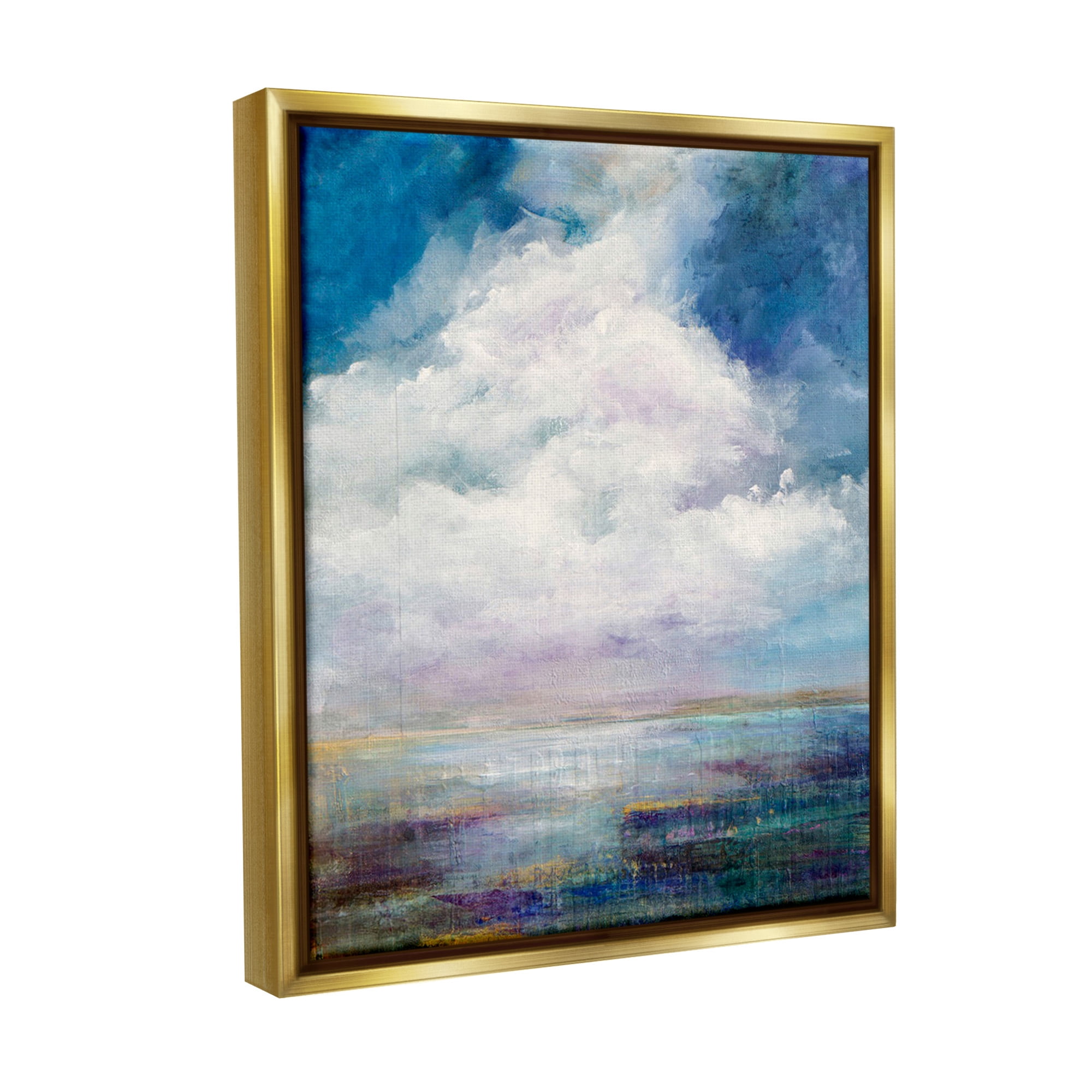 Stupell Industries Traditional Clouds Landscape Landscape Painting Gold Floater Framed Canvas Art Print Wall Art, 25 x 31