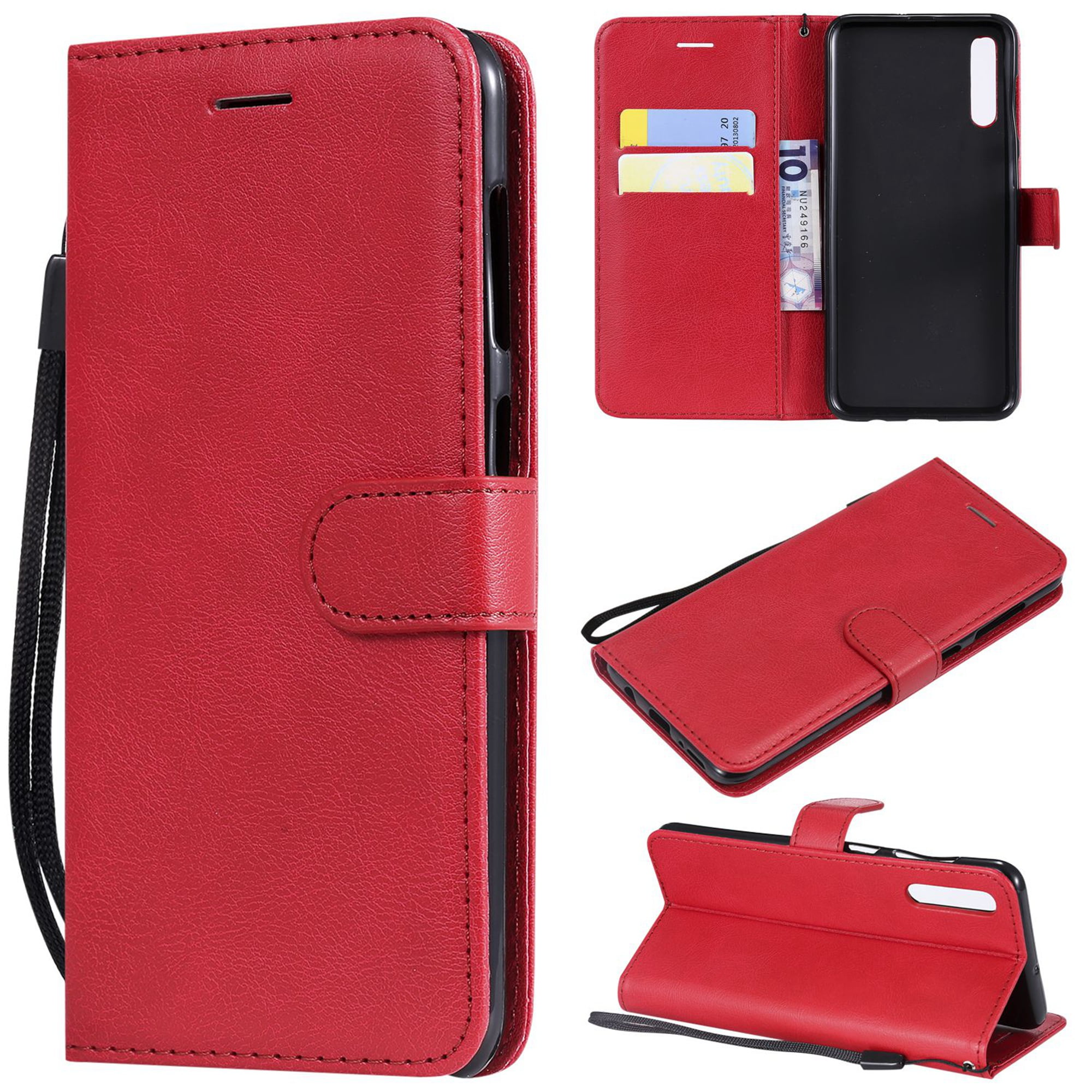 Dteck Wallet Case For Samsung Galaxy A50, Pure Color Slim PU Leather ...