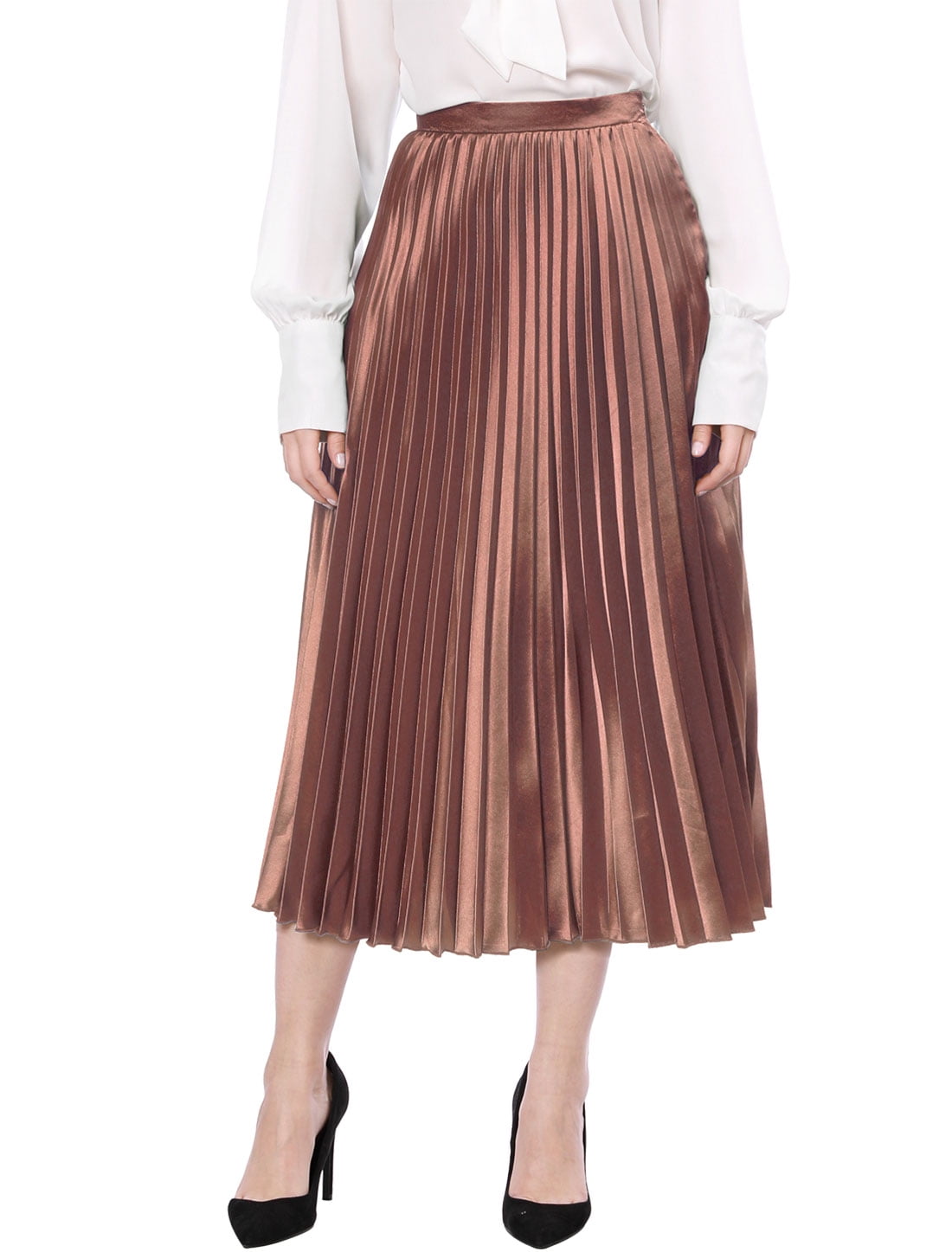 Unique Bargains Women Accordion Pleats 