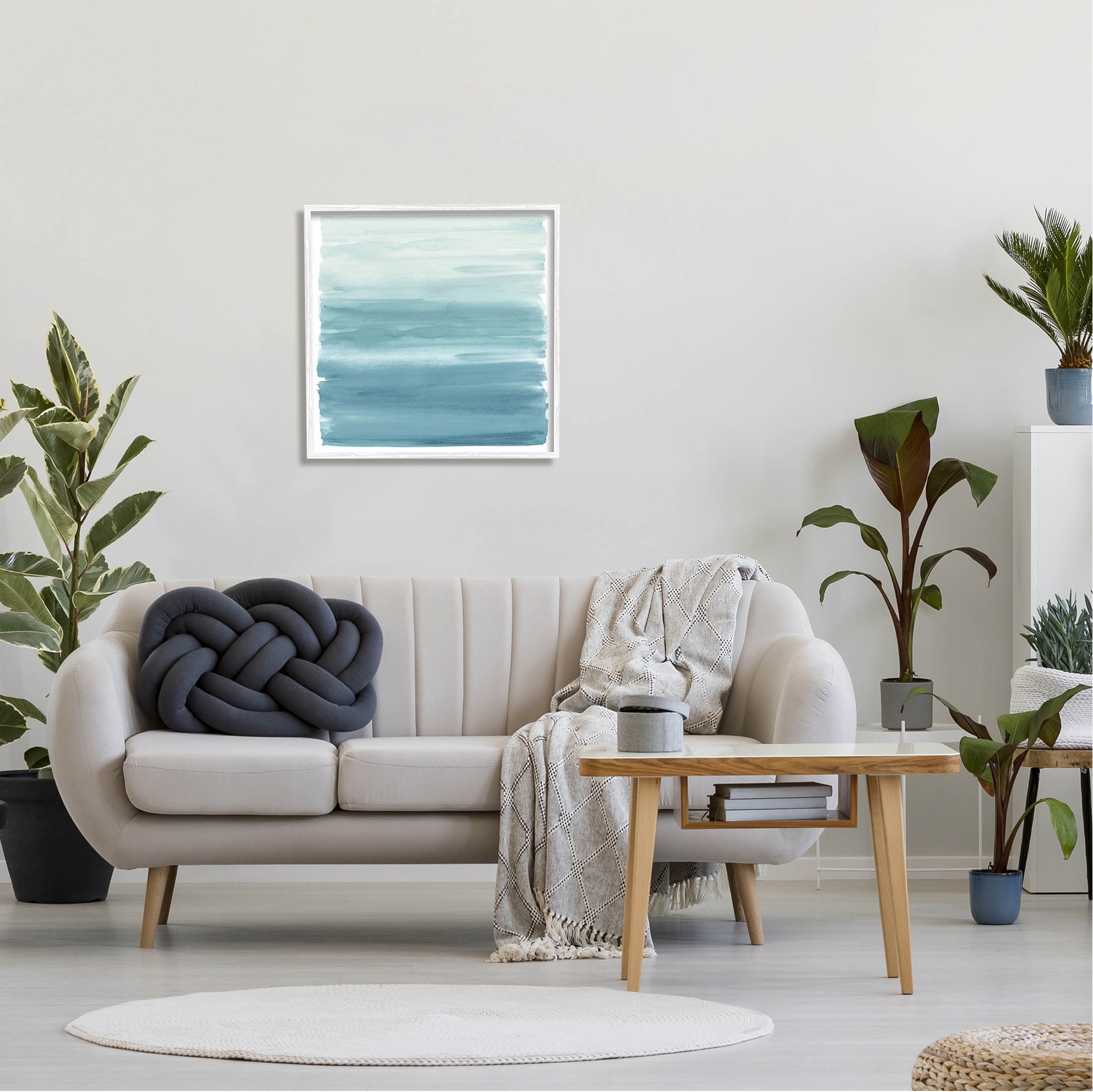 Stupell Industries Pale Blue Modern Gradient Graphic Art White Framed Art Print Wall Art, Design by Allie Corbin