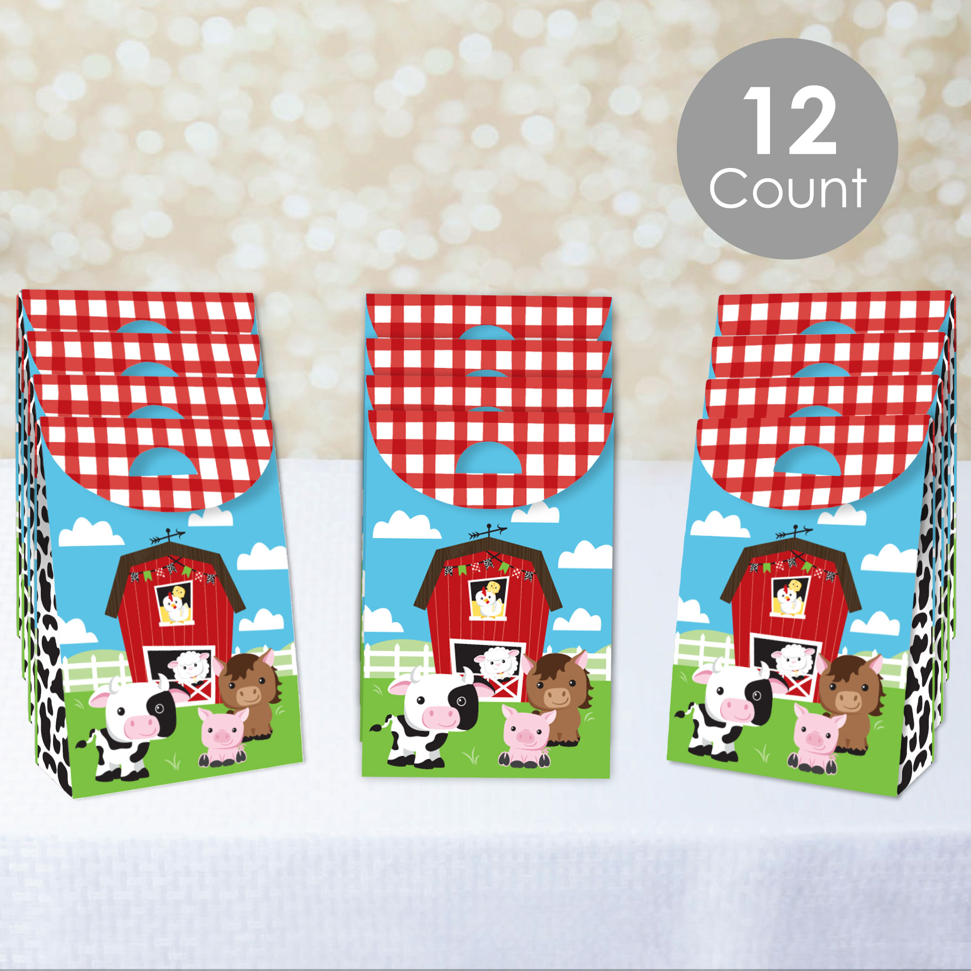 Big Dot Of Happiness Farm Animals Knallbonbons - DIY Gastgeschenk-Boxen, Set Mit 12 Stück - Für Babyparty Oder Kindergeburtstag