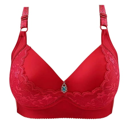 V Neck Bralettes for Women No Underwire Bra Feature V-Neck Balconette Bra Style W-1626 Red S