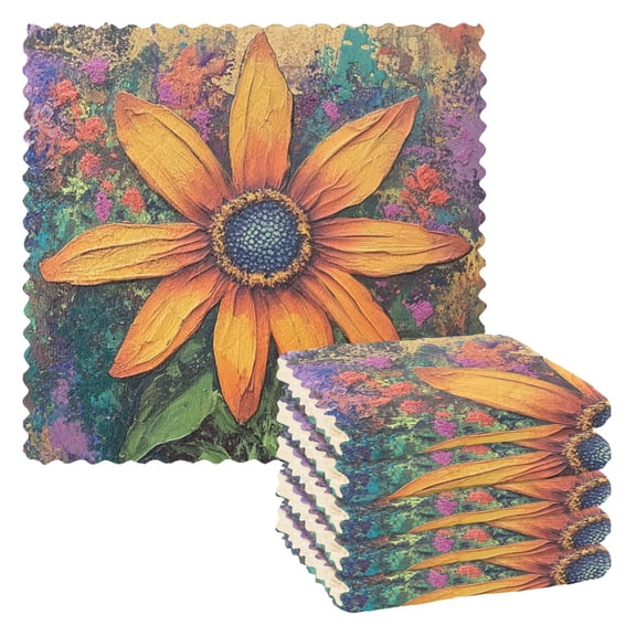 6 Pieces of Kitchen Towels 11x11Inch Kitchen Dish Cloths Kitchen Dish Towels Reuseable Cleaning Cloths Picturesque Flower