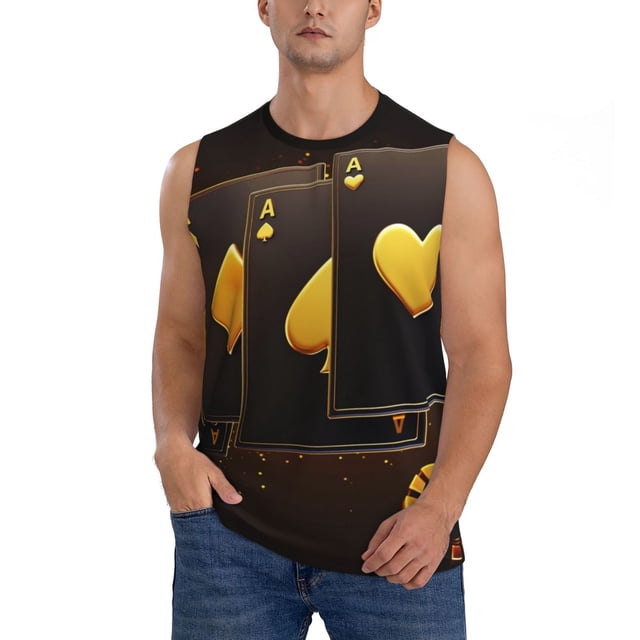 Balery Casino Playing Cards Camisetas sin mangas para hombre, absorbe la humedad y protege contra el mal olor.-XX-Large