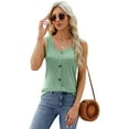 thumbnail image 1 of Fjuchai Womens Summer Tank Tops Sleeveless Basic Solid Shirts Vest Tees Shirts Button Slim Round Neck Sleeveless Top, 1 of 9