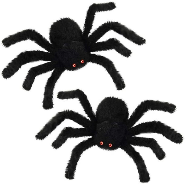 HengsolTalk Decoraciones de Halloween para exteriores, arañas gigantes, 5 piezas de arañas realistas aterradoras, decoraciones de fiesta de Halloween para el hogar, patio, disfraces, fiesta