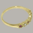 thumbnail image 5 of LBG British Made 14k Yellow Gold Real Genuine Diamond & Ruby Womens Eternity Ring - 33 size options - Size 5.75, 5 of 9
