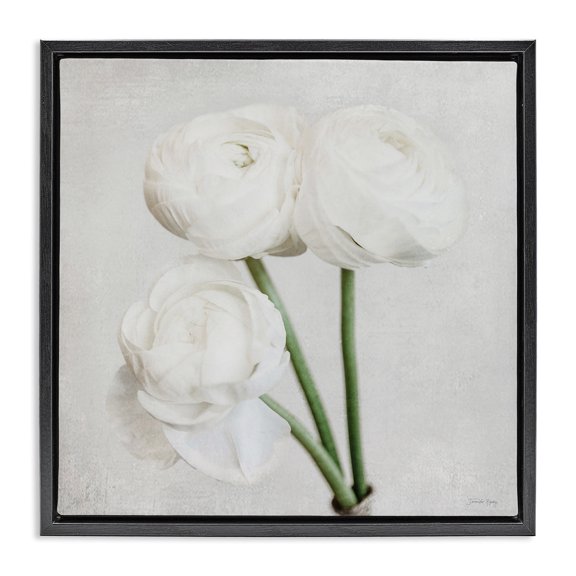 Stupell Industries Traditional Charming Peony Trio Black Floating Frame Canvas Art, 18 x 18, by Jennifer Rigsby