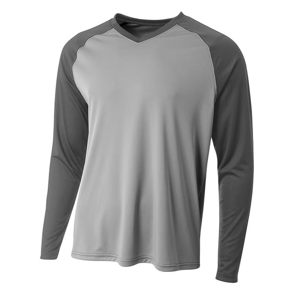 A4 Long Sleeve Strike Raglan Tee For Men in Silver/Graphite | N3374