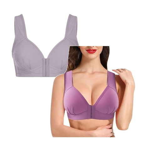 

Women s Solid Bra Wire Free Underwear One-Piece Bra Everyday 2PCS