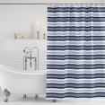 thumbnail image 4 of Navy Blue Striped Waterproof Fabric Shower Curtain,Farmhouse Striped Geometric Art Waterproof Fabric Shower Curtain for Bathroom Curtains Bathtubs Hotel Shower Curtains with 12 Hooks Small 36x72in, 4 of 8