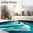 thumbnail image 2 of ODIKA 2'x3' Machine Washable Non-Slip Area Rug, Starlit Pathway Waterproof Night with Abstract Wave Motifs High Traffic Rug, Blue, 97953, 2 of 7