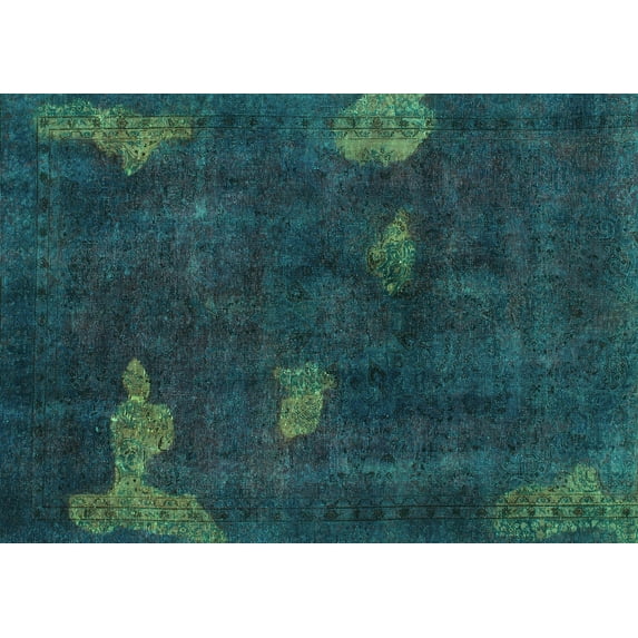 Ahgly Company Indoor Rectangle Abstract Turquoise Blue Modern Area Rugs, 7' x 9'