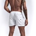 thumbnail image 4 of Mens Swim Trunks with Mesh Lining Side Pockets Solid Beach Shorts Quick Dry Lightweight Drawstring Board Shorts Summer Swimwear White S, 4 of 6