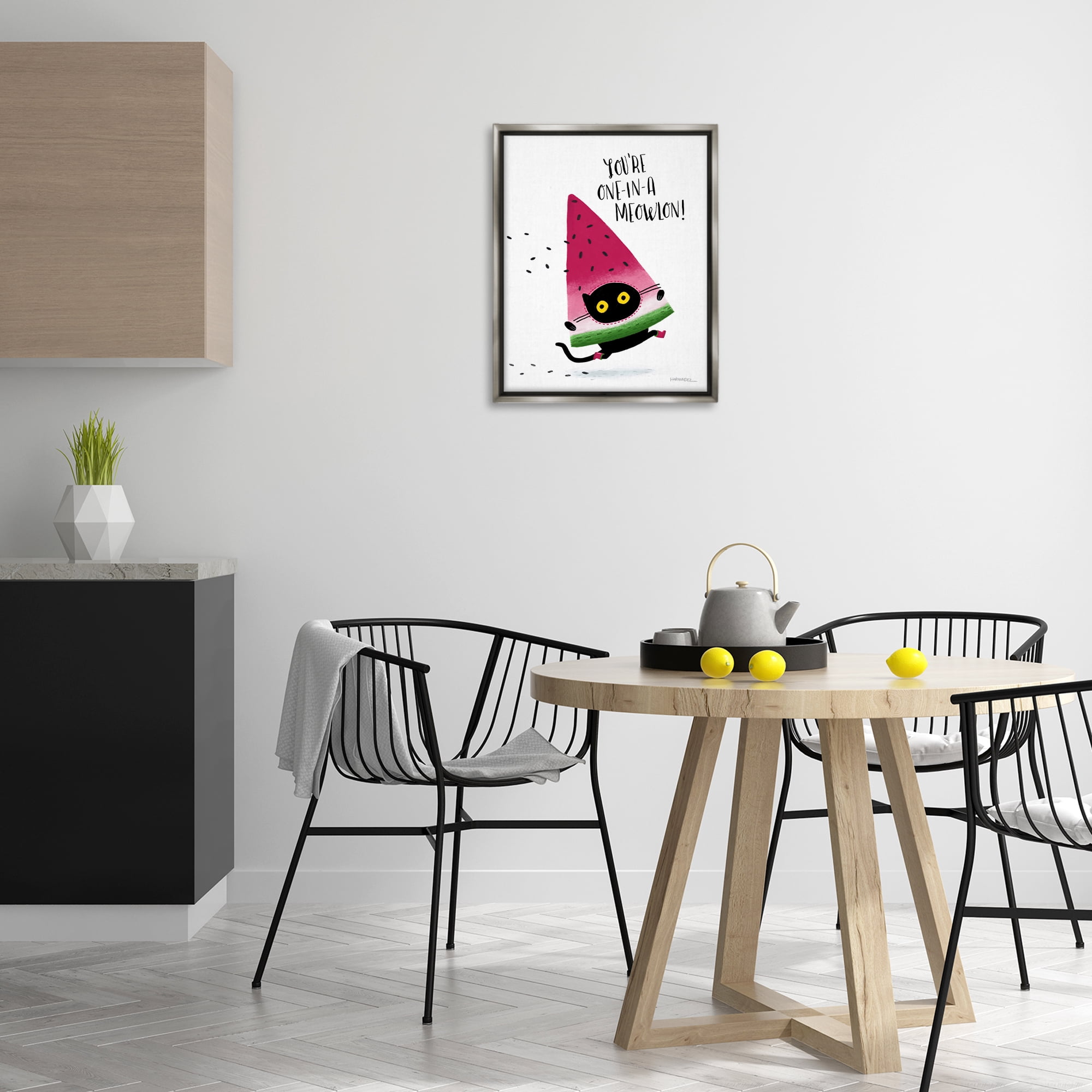 Stupell Industries One In A Meowlon Pun Animals Painting Gray Floater Framed Canvas Art Print Wall Art, 17 x 21