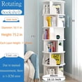 thumbnail image 3 of VGBYUJ 6-Tier Wooden Rotating Bookcase, 360° Revolving Bookshelf Organizer with 24 Shelves, Large Display Rack, 74"x18"x18", White, 3 of 9