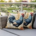 thumbnail image 4 of Blue Retro Rooster Pillow Covers 2 Pack Farmhouse Pastoral Vintage Animal Rustic Country Pillowcase Waterproof Outdoor Throw Pillow Cover for Patio Garden Square Cushion 24”x24”, 4 of 9