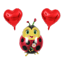 Ladybug Foil Balloon Party Set Red Heart Balloons Kids