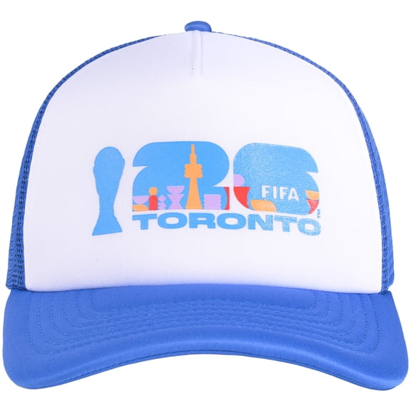 Unisex White/Blue FIFA World Cup 2026 Toronto Flagship Foam Adjustable Trucker Hat