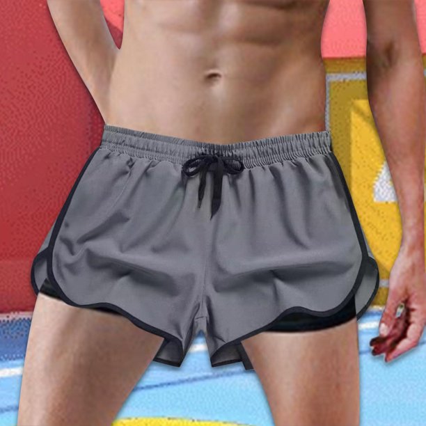 Pantalones cortos de entrenamiento para hombre, de doble capa, con cordón ajustable para verano, para hacer ejercicio SG