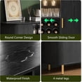 thumbnail image 5 of 55" Wine Bar Cabinet with Storage, Fluted Liquor & Coffee Bar Cabinet with Wine Rack and Glass Holder, Buffet Sideboard with LED Lights for Home Kitchen Living Dining Room (Black), 5 of 7