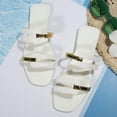 thumbnail image 5 of Modstep Womens Dressy Flat Sandals Comfortable Slip on Slide Sandal Summer Vacation Walking Slides Indoor Outdoor Shoes Size 7 White, 5 of 8