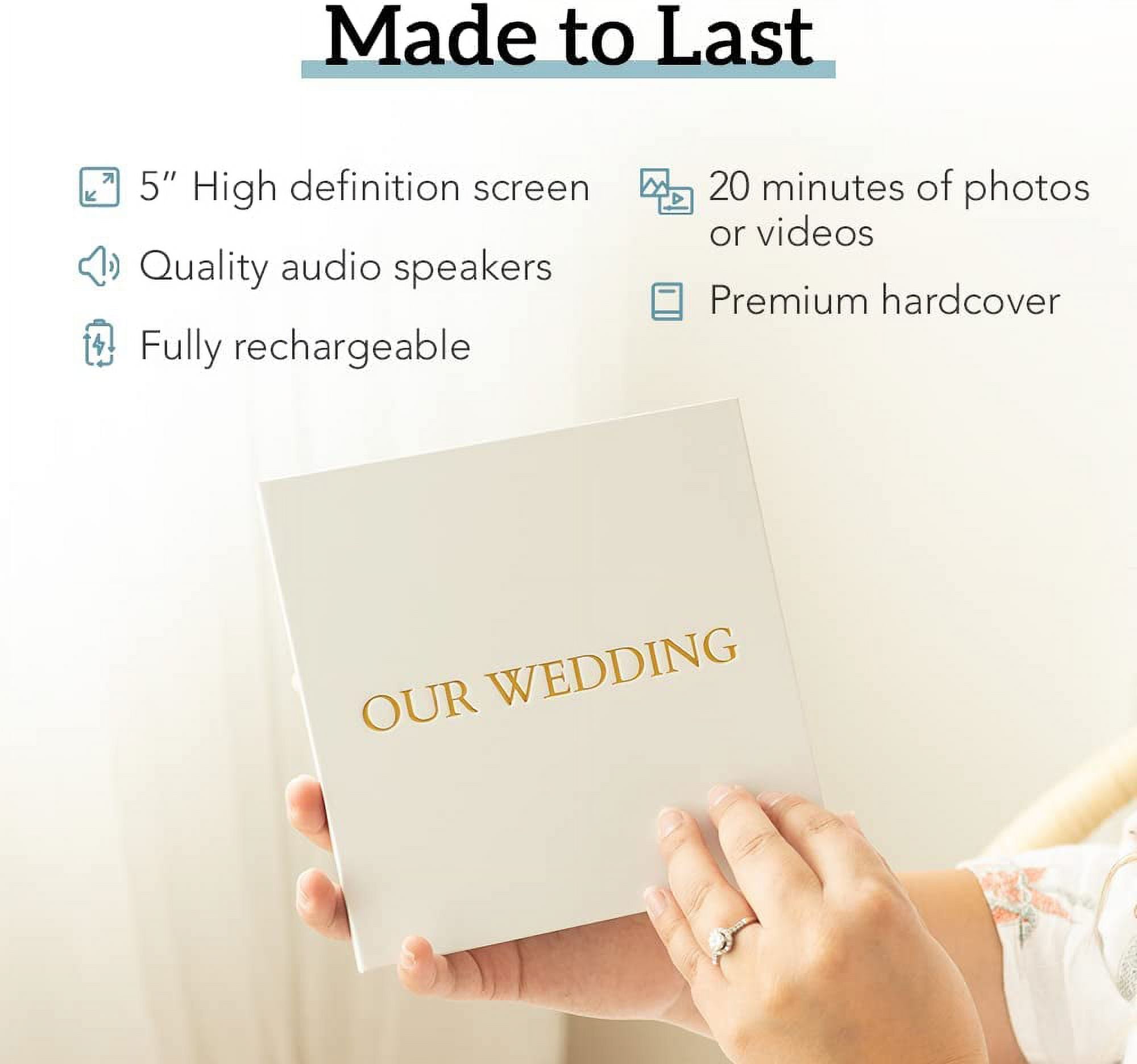 Heirloom Wedding Video Book - Create Your Own Digital Greeting Card Gift with Your Memories - Anniversary, Christmas, Wedding - Plays 20 Minutes of Video and Photos