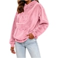 thumbnail image 6 of Women's Solid Color Oversized Hoodie Pet Pouch Sweatshirt with Large Kangaroo Pocket Pink XXL(XXL), 6 of 8