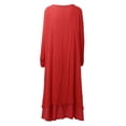 thumbnail image 3 of Nueva moda mujer Casual vestido suelto sólido manga larga Boho largo Maxi vestido Abody Rojo XXXXXL, 3 of 7