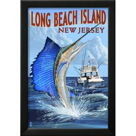 Long Beach Island New Jersey Sailfish Deep Sea Fishing Framed Long Beach Island New Jersey Sailfish Deep Sea Fishing Framed Print Wall Art By Lantern Press