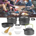 thumbnail image 2 of Juego de cocina portátil para 4-5 personas - Ideal para campismo, senderismo y picnic. Incluye ollas, sartén, tetera y accesorios de aluminio resistente. ¡Fácil de transportar y limpiar!, 2 of 6