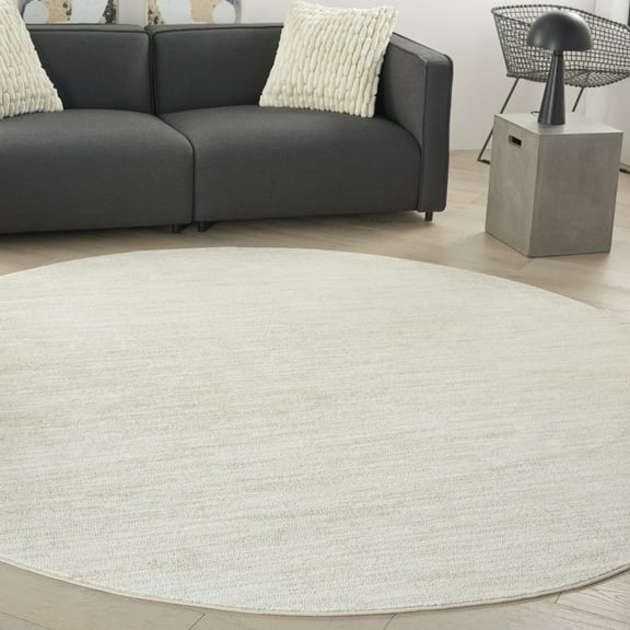 Nourison Essentials Indoor/Outdoor Ivory Beige 8' x round Area Rug, (8 Round)