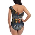 thumbnail image 5 of Gukieu Various Herbs And Spices In Spoons Print One-shoulder Ruffled One-piece Swimsuit with Removable Chest Pads and Tummy-control Swimsuit for Women-Small, 5 of 6