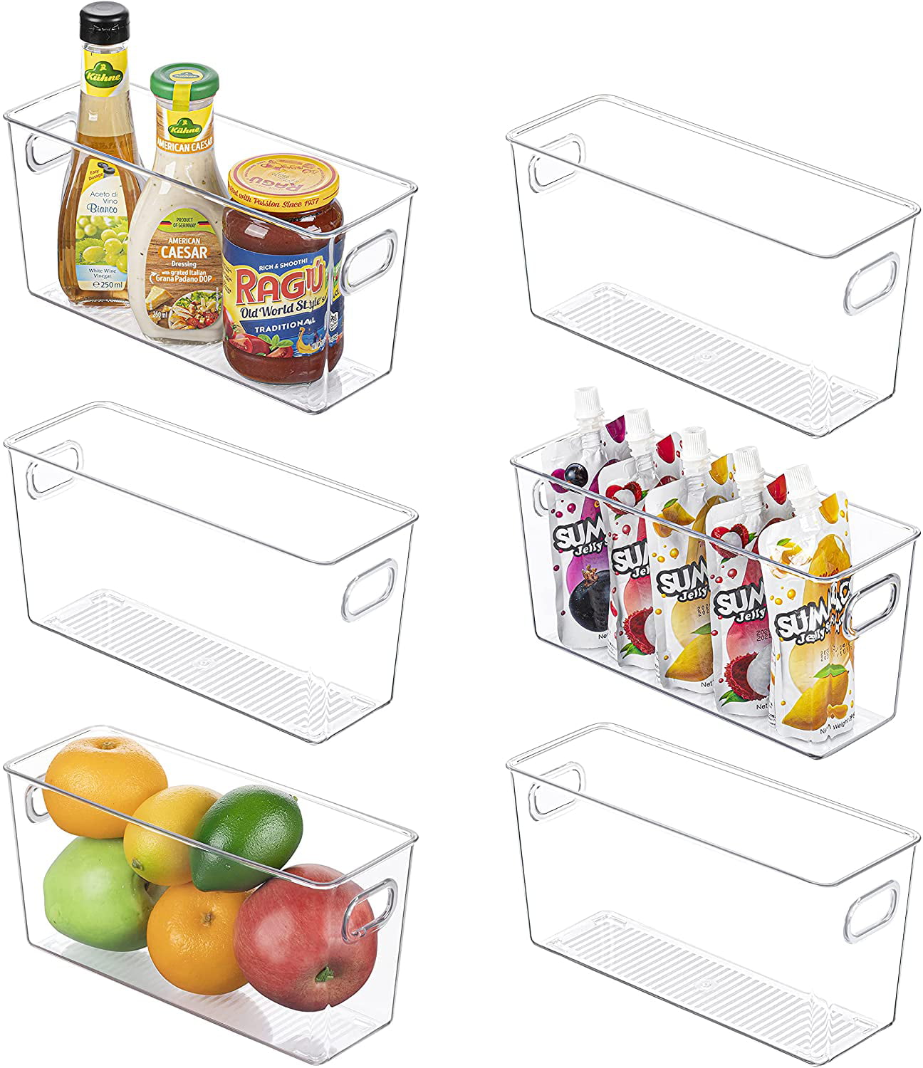 6/4PCS Clear Fridge Box Fridge Holder Kitchen Cupboard Food Storage Container 