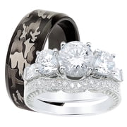 LaRaso & Co HIs Her Trio Wedding Ring Set Matching Bands for Him Size 13 and Her Size 8