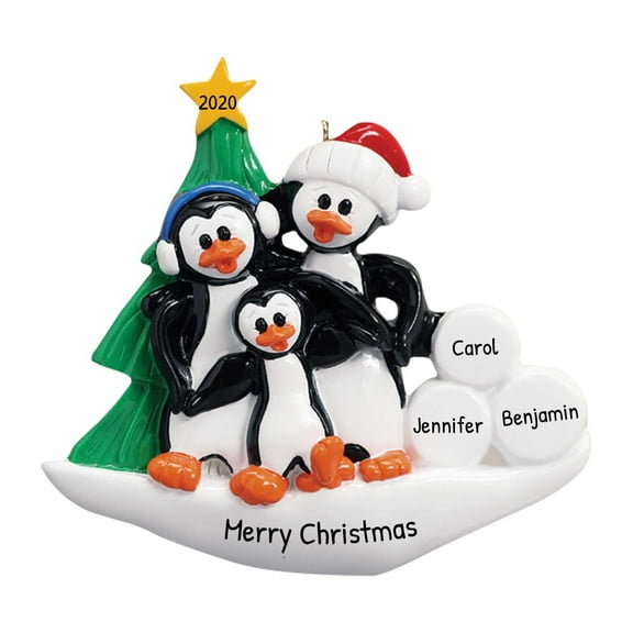 Ornaments by Elves Personalized Family of 3 Christmas Ornament 2024 Penguin Christmas Ornaments