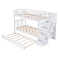 thumbnail image 5 of Aukfa Twin Over Full Bunk Bed with Trundle Bed, Wood Storage Stairway Bunk Bed with Drawer and Cabinet for Kids Bedroom - White, 5 of 8
