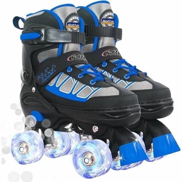 Kids Roller Skates For Boys Blue Adjustable Rollerskates With Light Up Wheels For Toddler Little Kids Ages 6-12 4 5 6 7 Beginners Outdoor Sports Best Birthday Gift For Kids