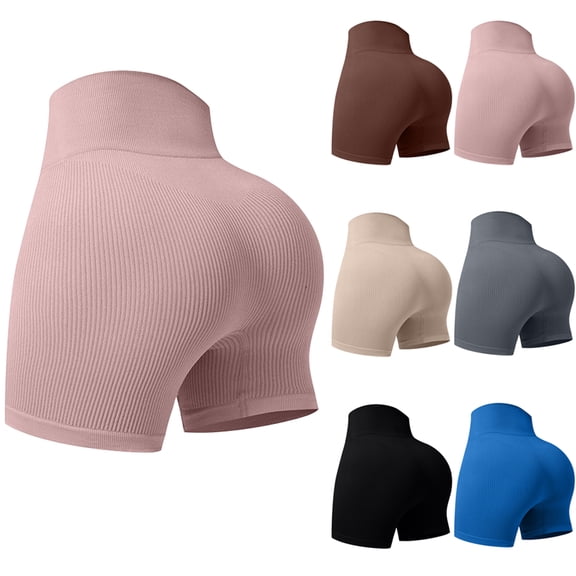 WULMLEO Womens Workout Impact Shorts High Waisted Seamless Gym Yoga Running Biker Sport Shorts Light pink S