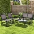 thumbnail image 2 of Gymax 2 PCS Patio Glider Conversation Set Outdoor Loveseat Glider Chair w/ Tempered Glass Coffee Table, 2 of 10