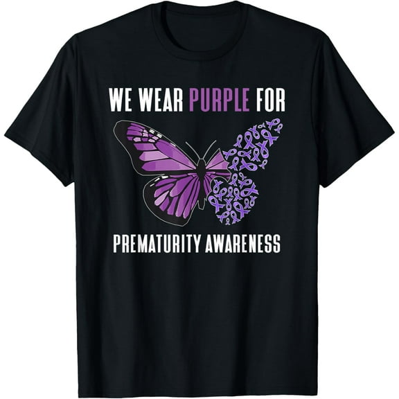 We Wear Purple Prematurity Awareness Nicu Dad Preemie Mom T-Shirt